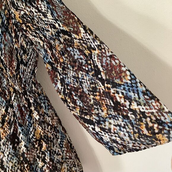 Spense Western Boho Multicolor Snakeskin Oversized Sheer Peasant Blouse Medium - Picture 3 of 12